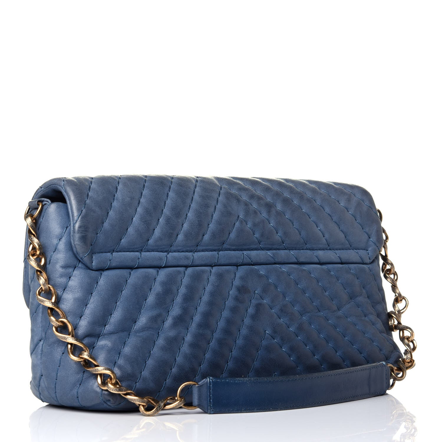 Chanel Iridescent Calfskin Surpique Chevron Jumbo Flap Blue 3 of 9