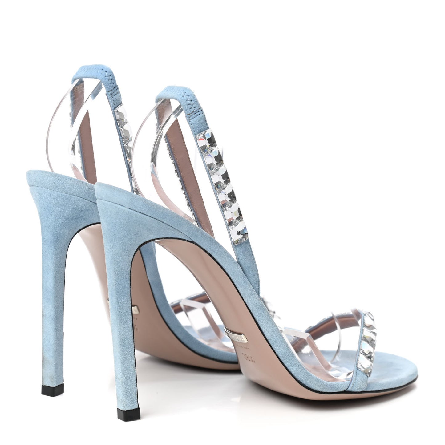 Crystal Kid Scamosciato Mallory Slingback Sandals 38.5 Transparent Mineral Blue