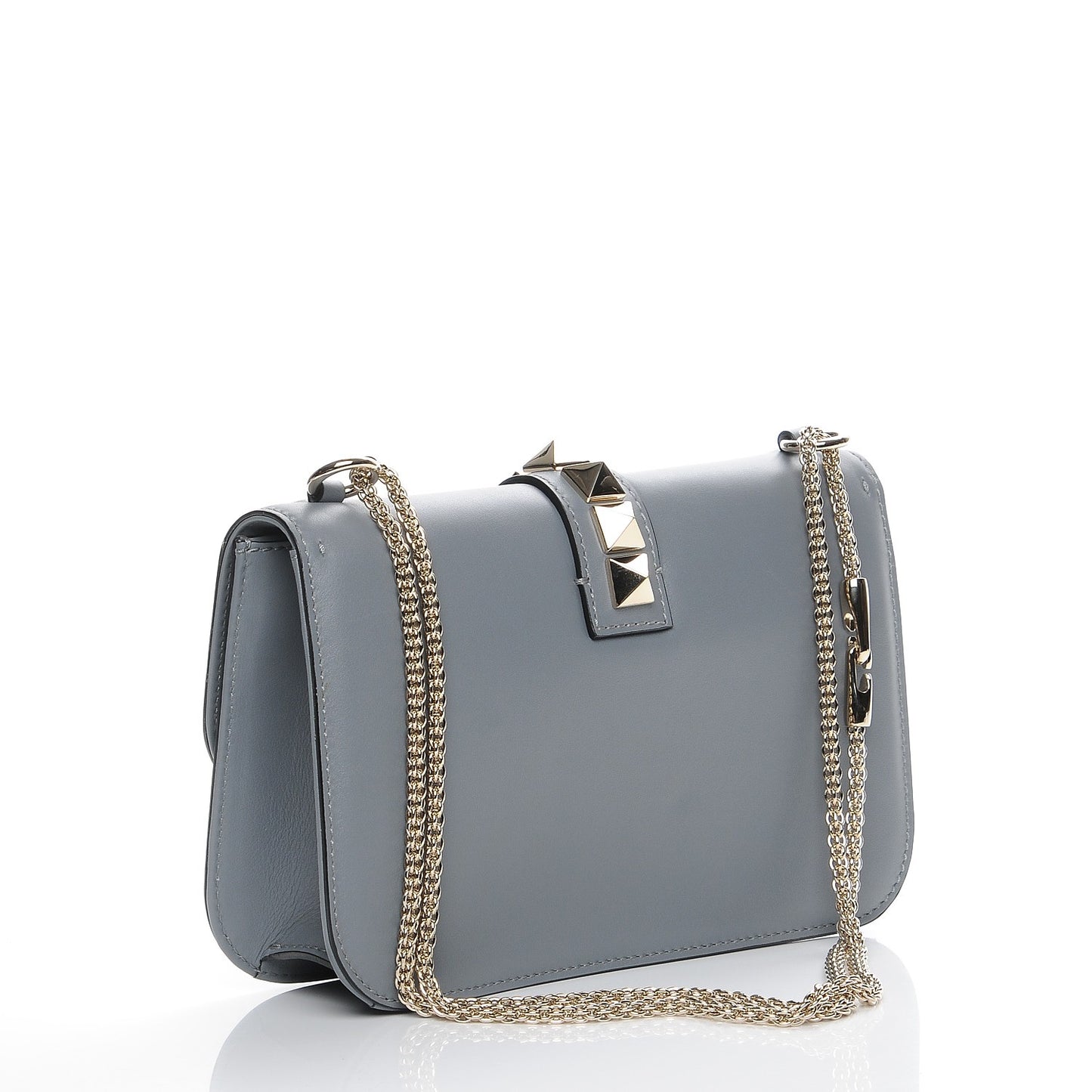 Vitello Medium Glam Lock Rockstud Flap Light Stone