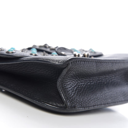 Valentino Garavani Pebbled Calfskin Star Studded Small Lock Flap Black 6 of 10