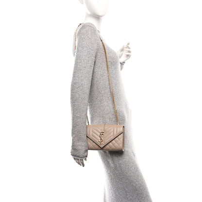 Saint Laurent Grain De Poudre Textured Mixed Matelasse Triquilt Small Monogram Satchel Dark Beige 2 of 11