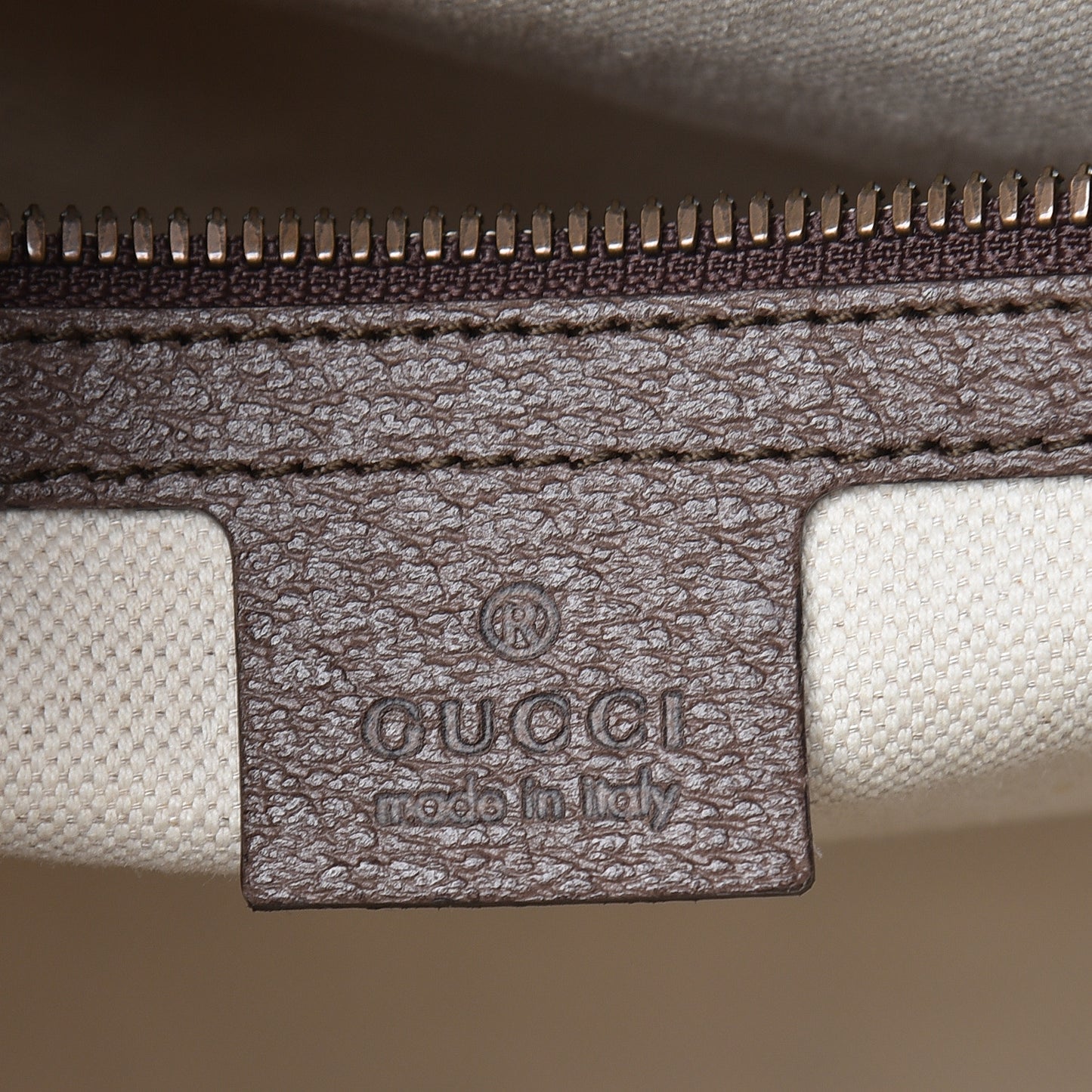 GG Supreme Monogram Textured Calfskin Web Medium Ophidia Slip Handle Tote Beige Ebony New Acero