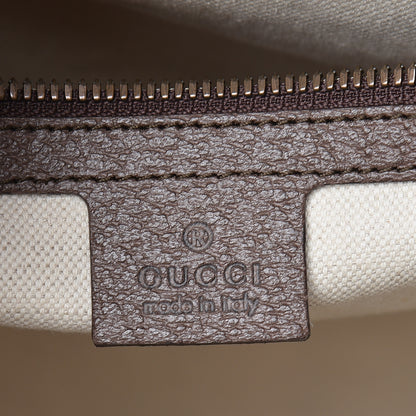 Gucci GG Supreme Monogram Textured Calfskin Web Medium Ophidia Slip Handle Tote Beige Ebony New Acero 7 of 11