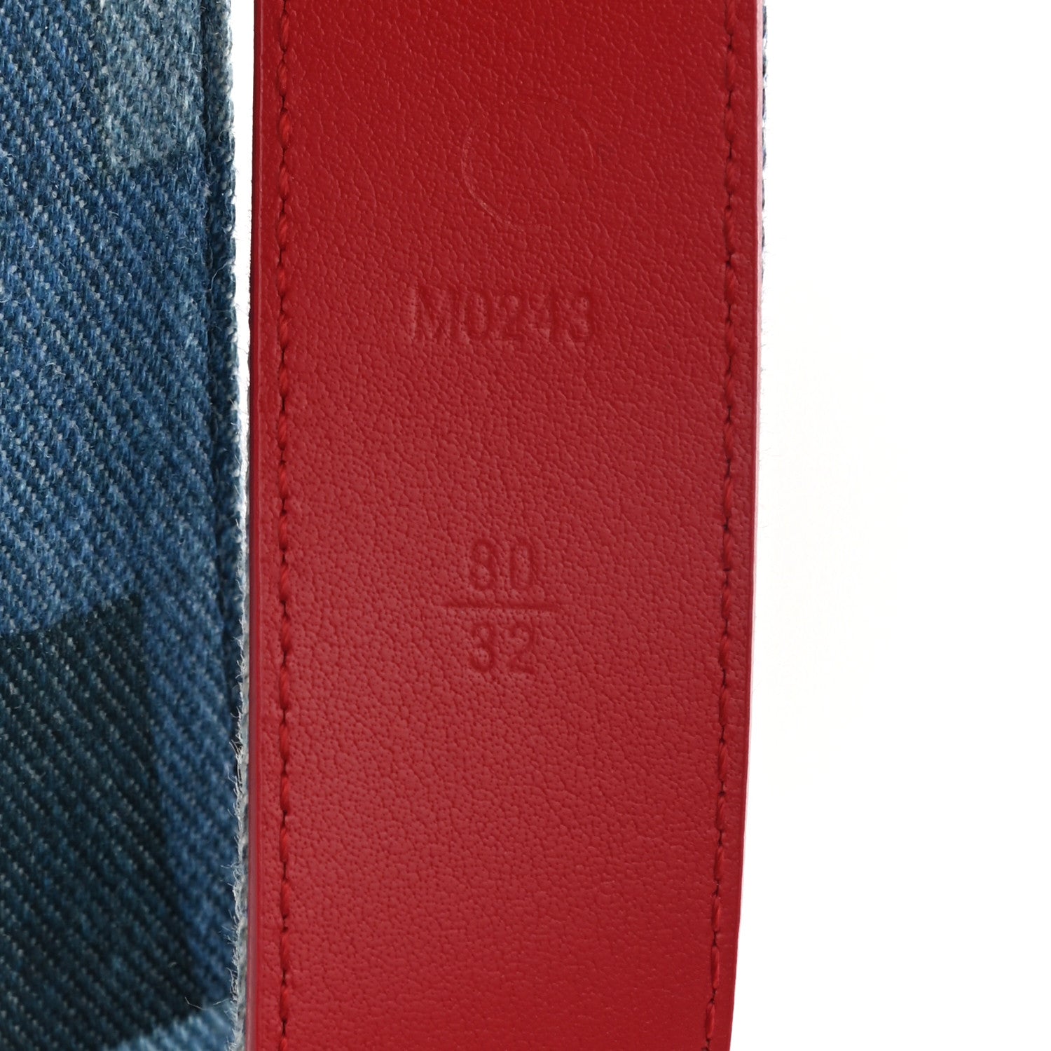 Louis Vuitton Denim Damier Monogram Patchwork 30mm Iconic Reversible Belt 80 32 Blue Rouge 8 of 11