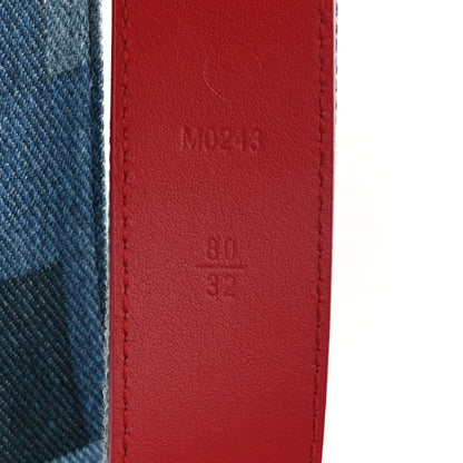 Louis Vuitton Denim Damier Monogram Patchwork 30mm Iconic Reversible Belt 80 32 Blue Rouge 8 of 11