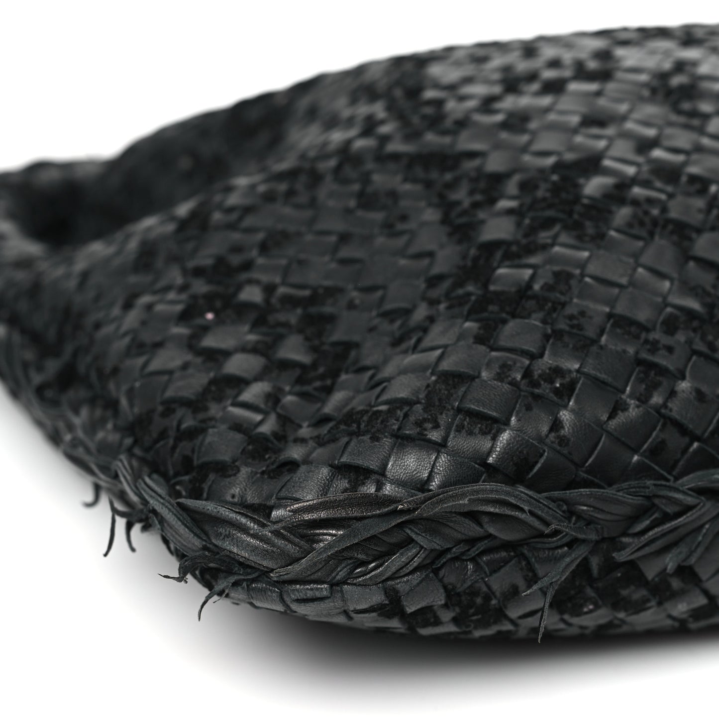Nappa Velours Intrecciato Fuzzy Medium Veneta Hobo Black