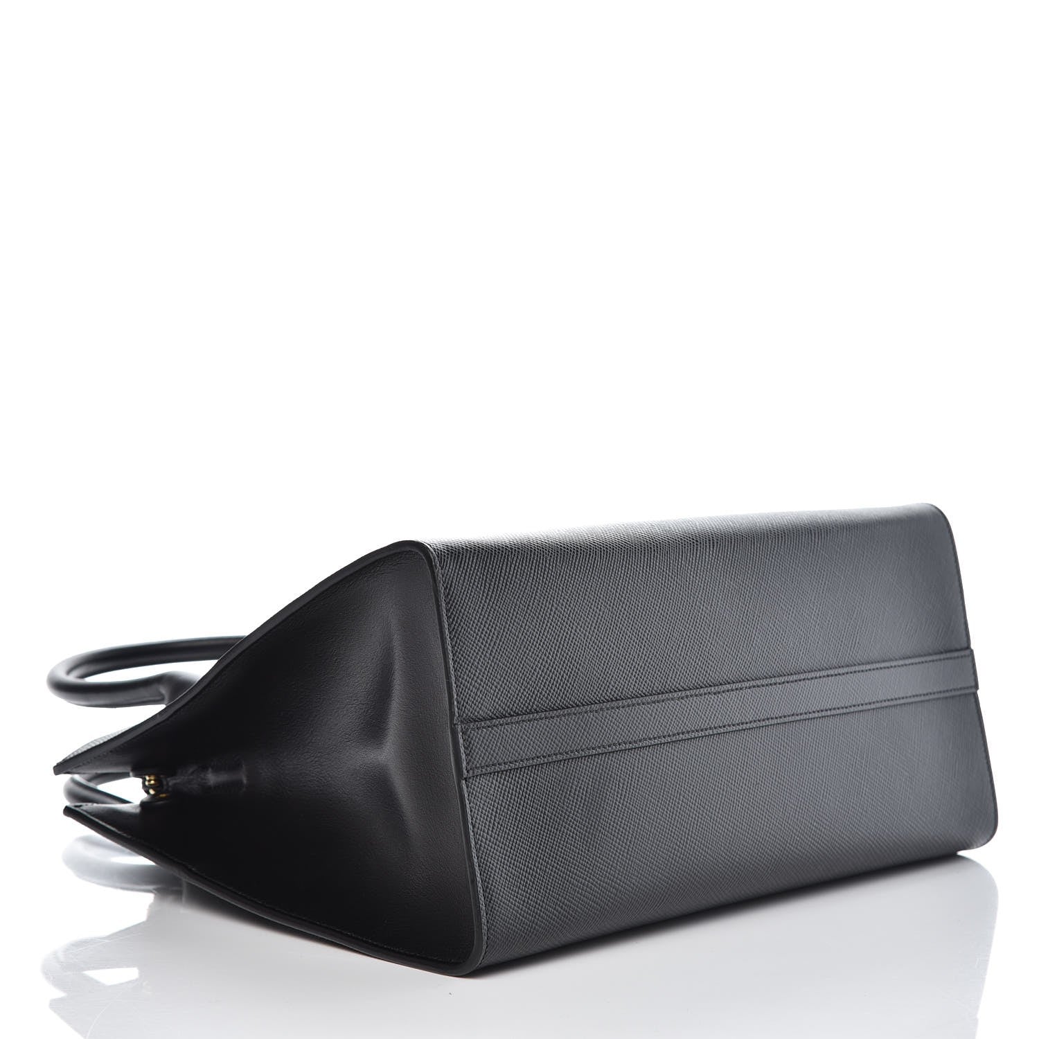 Prada Saffiano Cuir Calfskin Medium Monochrome Top Handle Tote Black 5 of 8