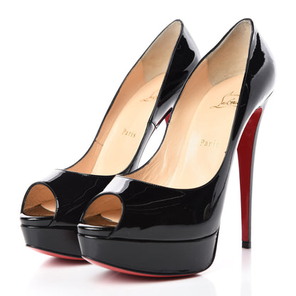 Christian Louboutin Patent Lady Peep 150 Pumps 41 Black 3 of 8