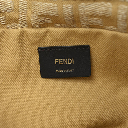 Fendi Fabric Jacquard Raffia Straw Fringe Medium Mamma Baguette Beige 6 of 10