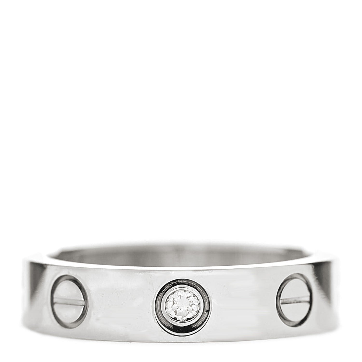 Cartier 18K White Gold Diamond 4mm LOVE Wedding Band Ring 46 3.75 1 of 6