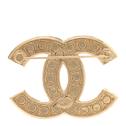 Chanel Metal Crystal Graduated Pearl CC Brooch Gold 3 of 5