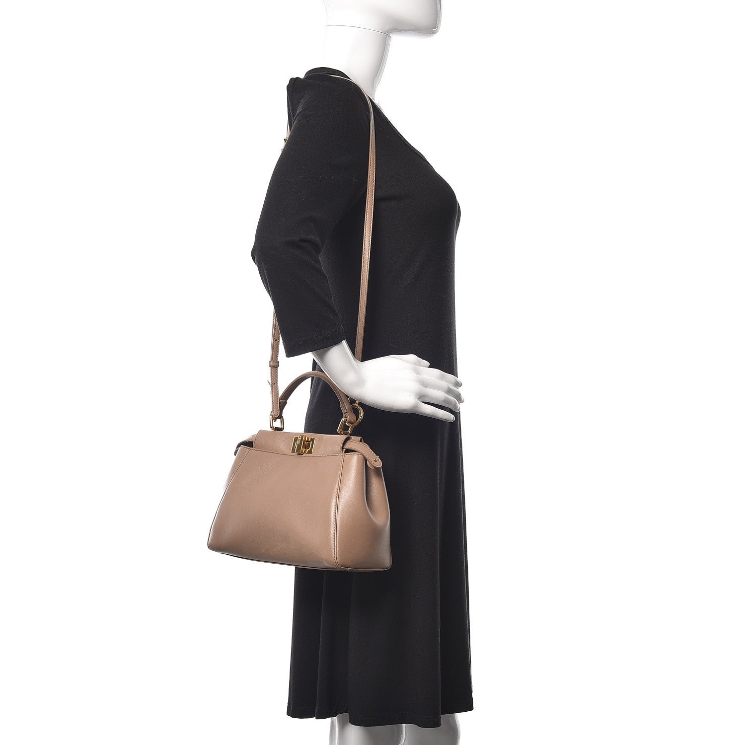 Fendi Nappa Mini Peekaboo Iconic Satchel Tortora 2 of 11
