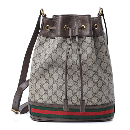Gucci GG Supreme Monogram Web Ophidia Bucket Bag Brown 1 of 9