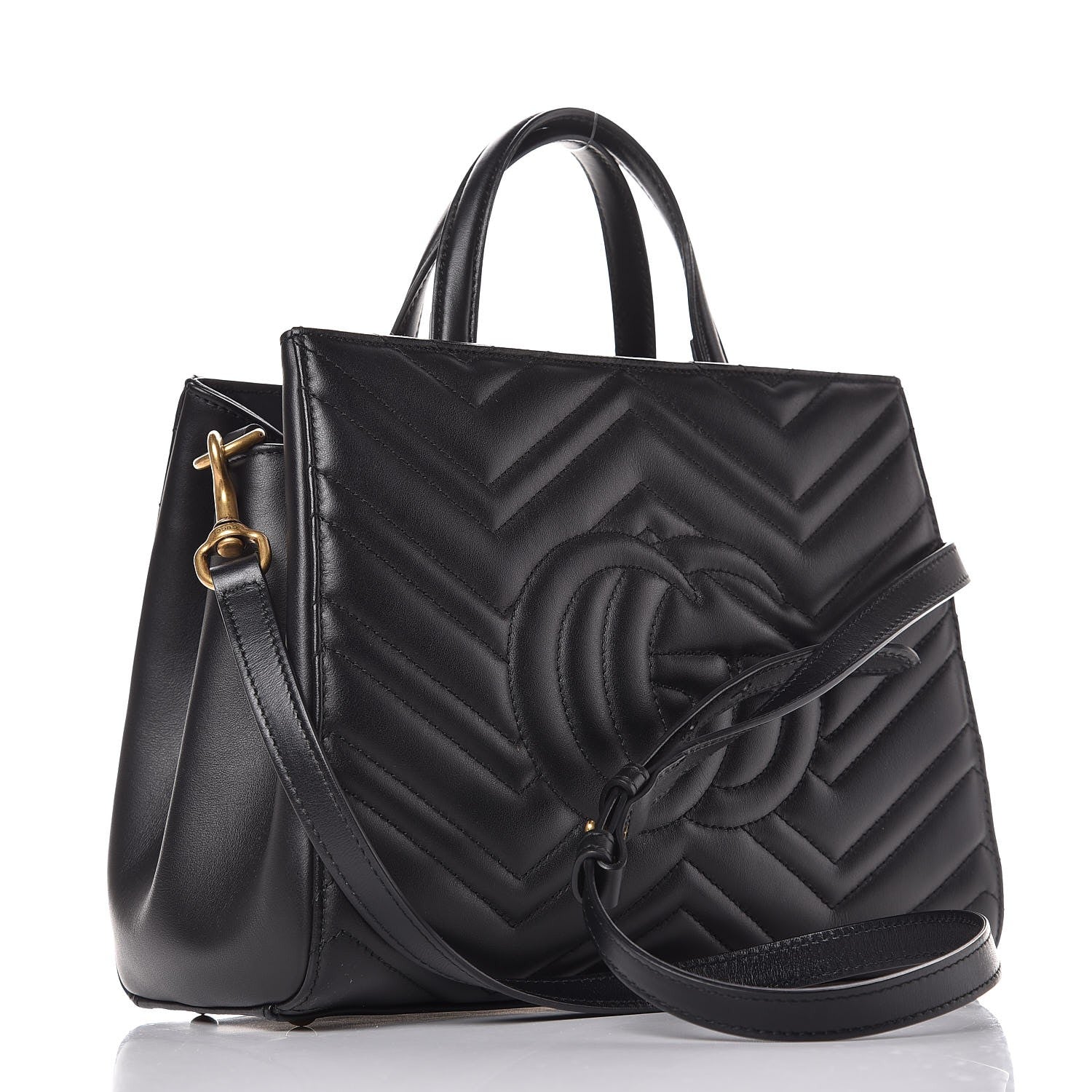 Gucci Calfskin Matelasse Small GG Marmont Tote Black 3 of 8