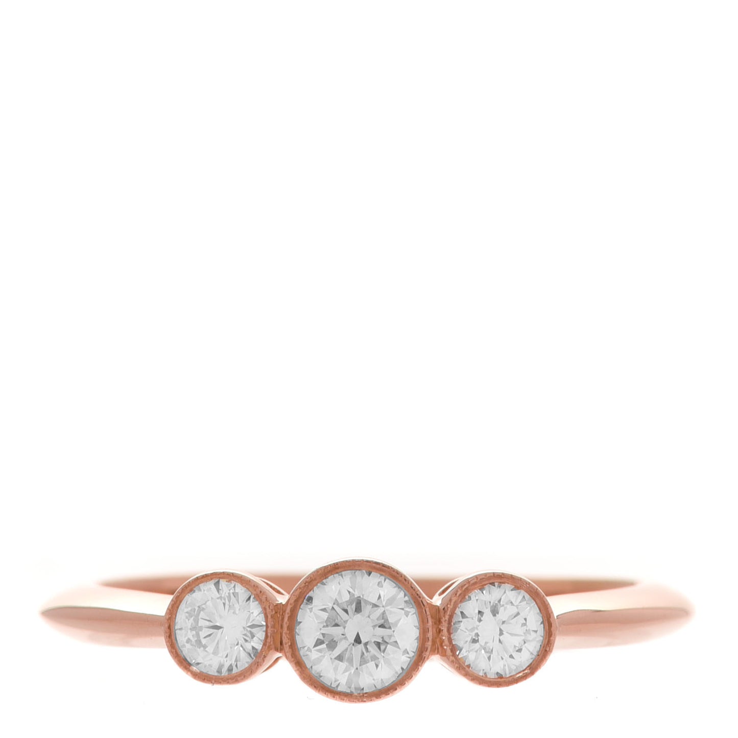 18K Rose Gold Diamond Three Stone Milgrain Ring 49 5