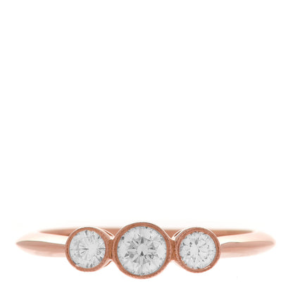 Tiffany 18K Rose Gold Diamond Three Stone Milgrain Ring 49 5 1 of 5