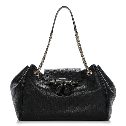 Gucci Guccissima Medium Emily Shoulder Bag Black 1 of 8
