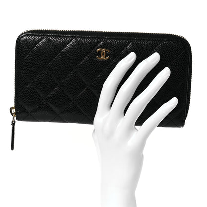 Chanel Caviar Quilted Large Gusset Zip Around Wallet Black 2 of 18