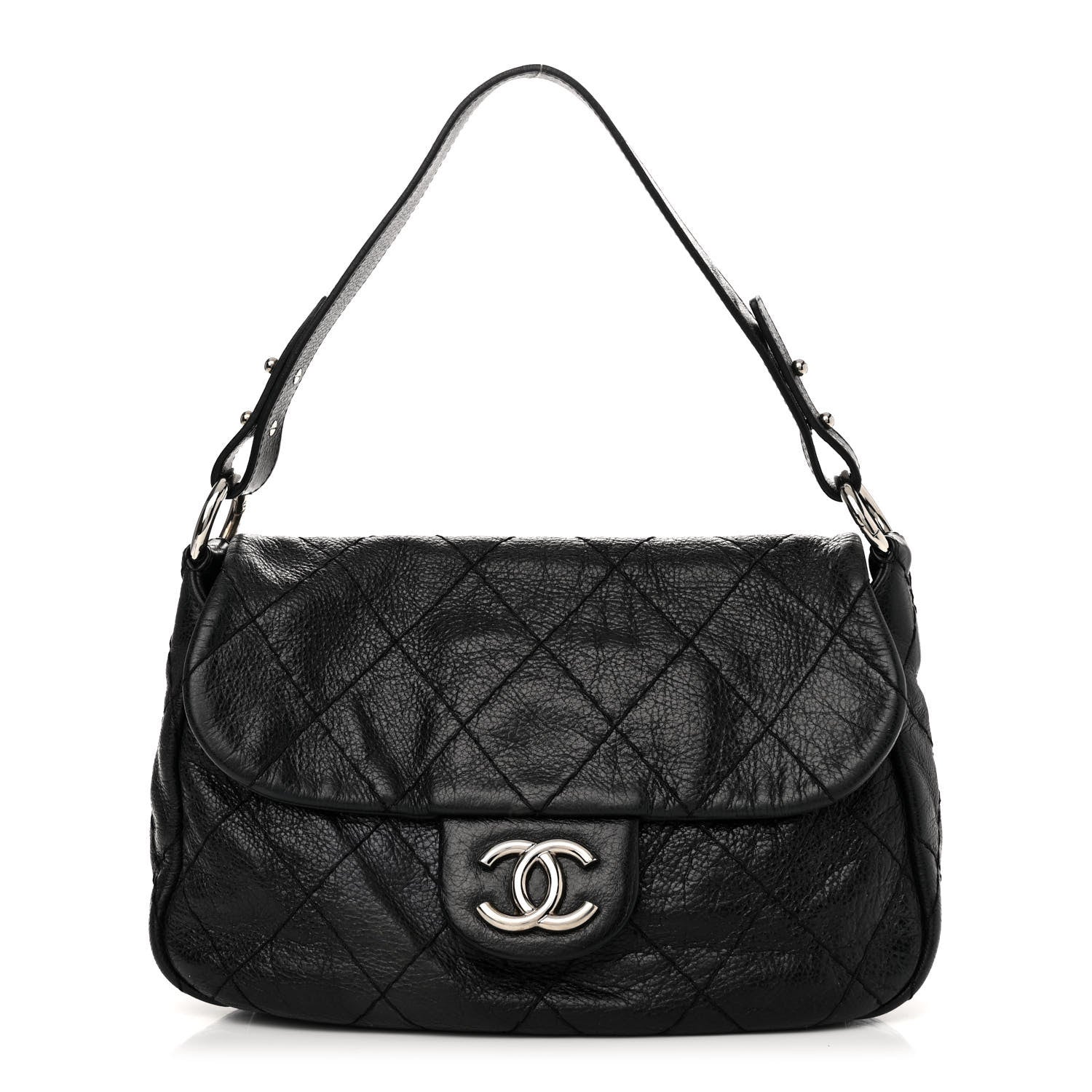 Chanel Glazed Calfskin Stitched On The Road Flap Black 1 of 12