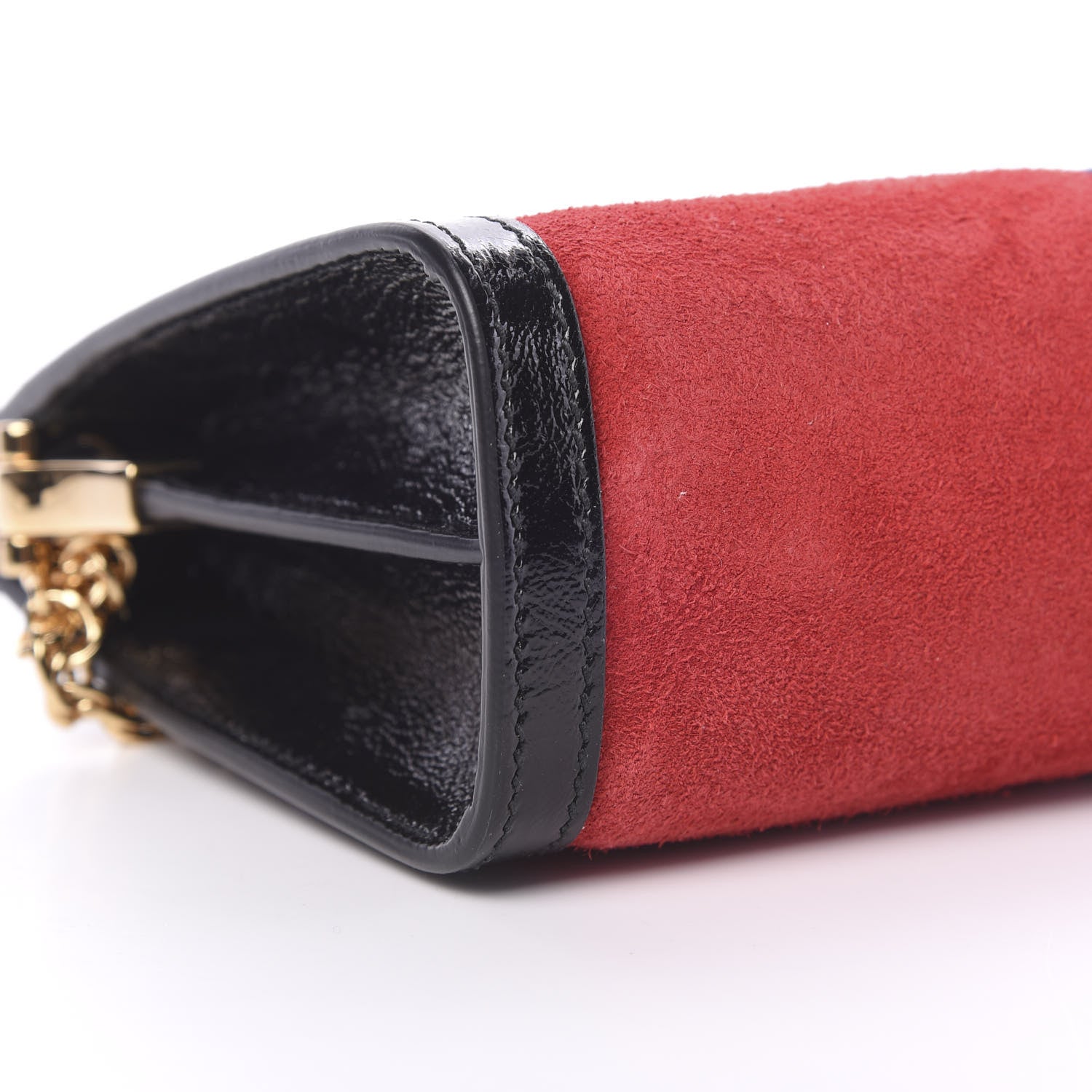 Gucci Suede Patent Web Small Ophidia Chain Shoulder Bag Hibiscus Red Black 8 of 10