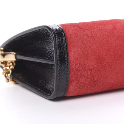 Gucci Suede Patent Web Small Ophidia Chain Shoulder Bag Hibiscus Red Black 8 of 10
