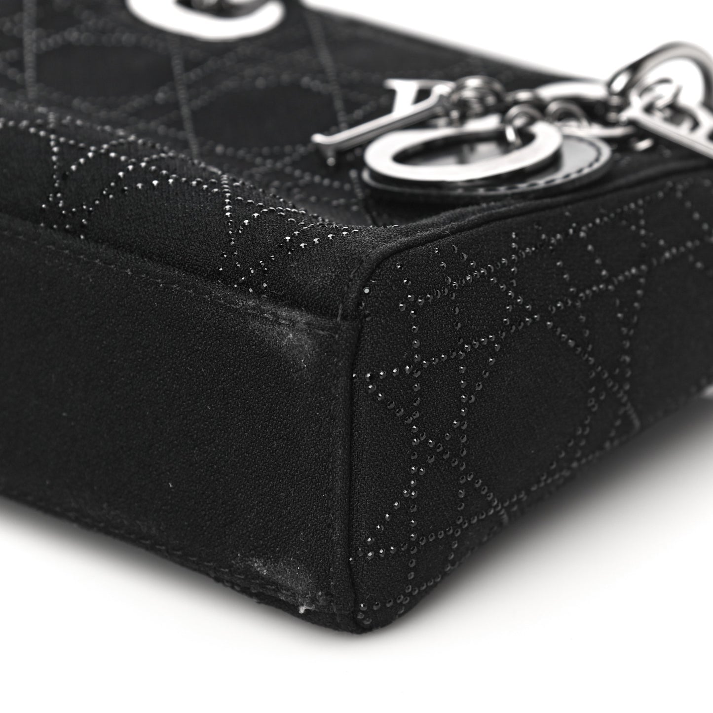 Canvas Studded Cannage Mini Lady Dior Black