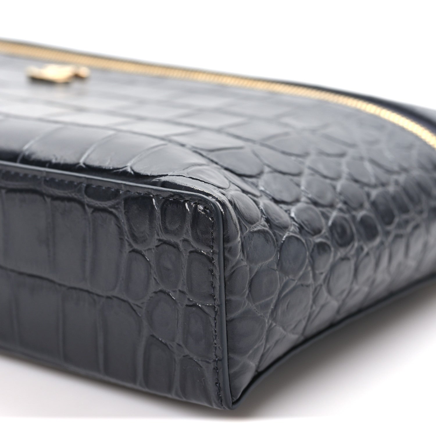 Chanel Calfskin Crocodile Embossed Exoticoco Large Supple Trapeze Vanity With Chain  Grey 9 of 10