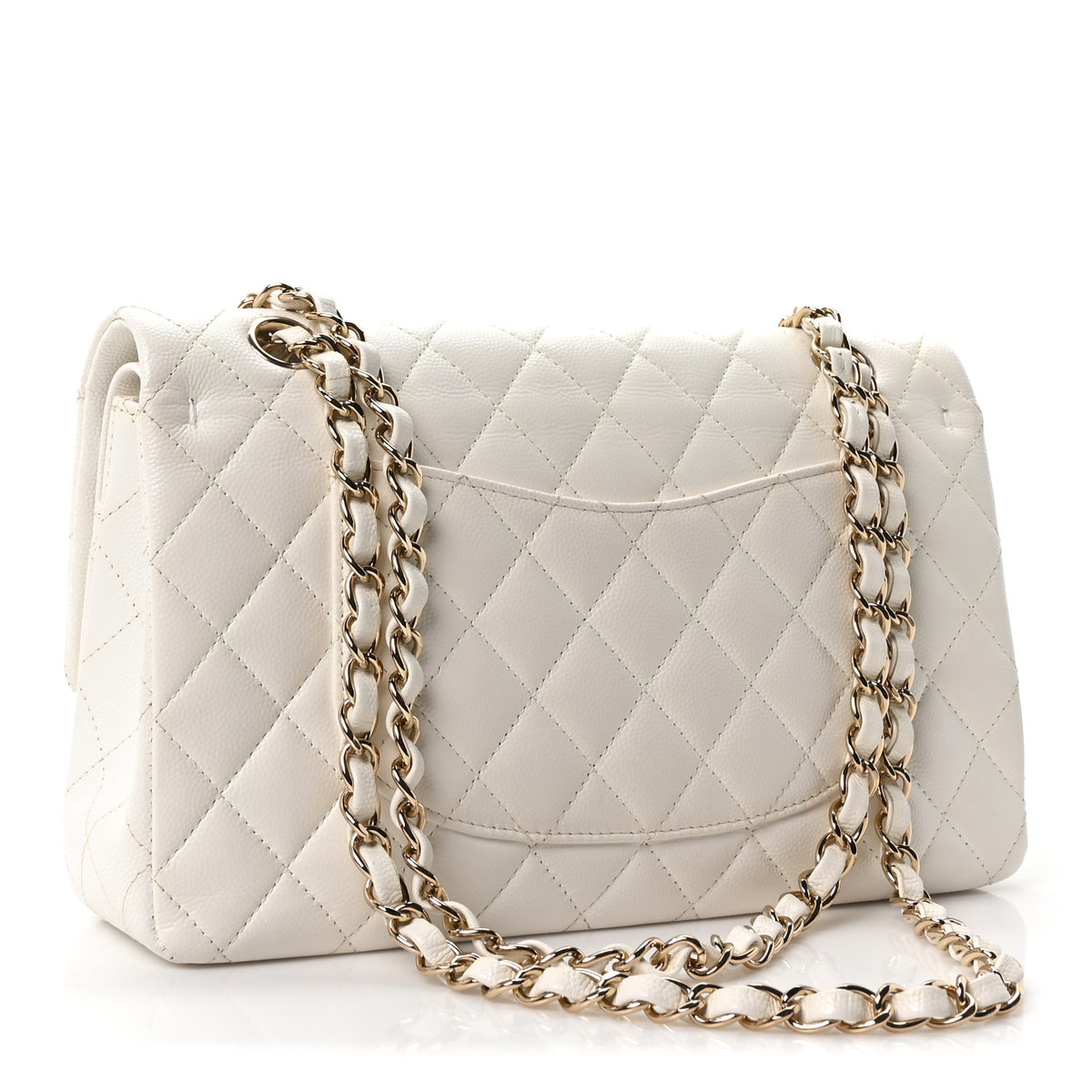 Chanel Caviar Quilted Medium Double Flap White 3 of 10