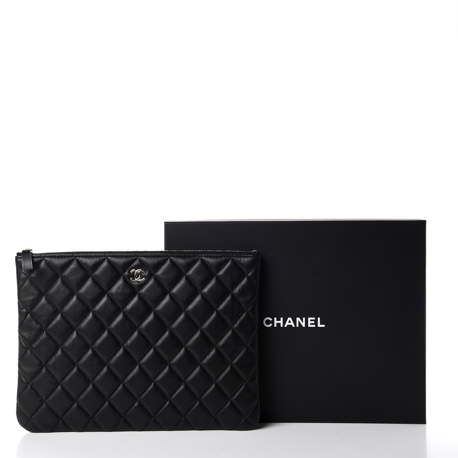 Chanel Lambskin Quilted Medium Cosmetic Case Black 10 of 10