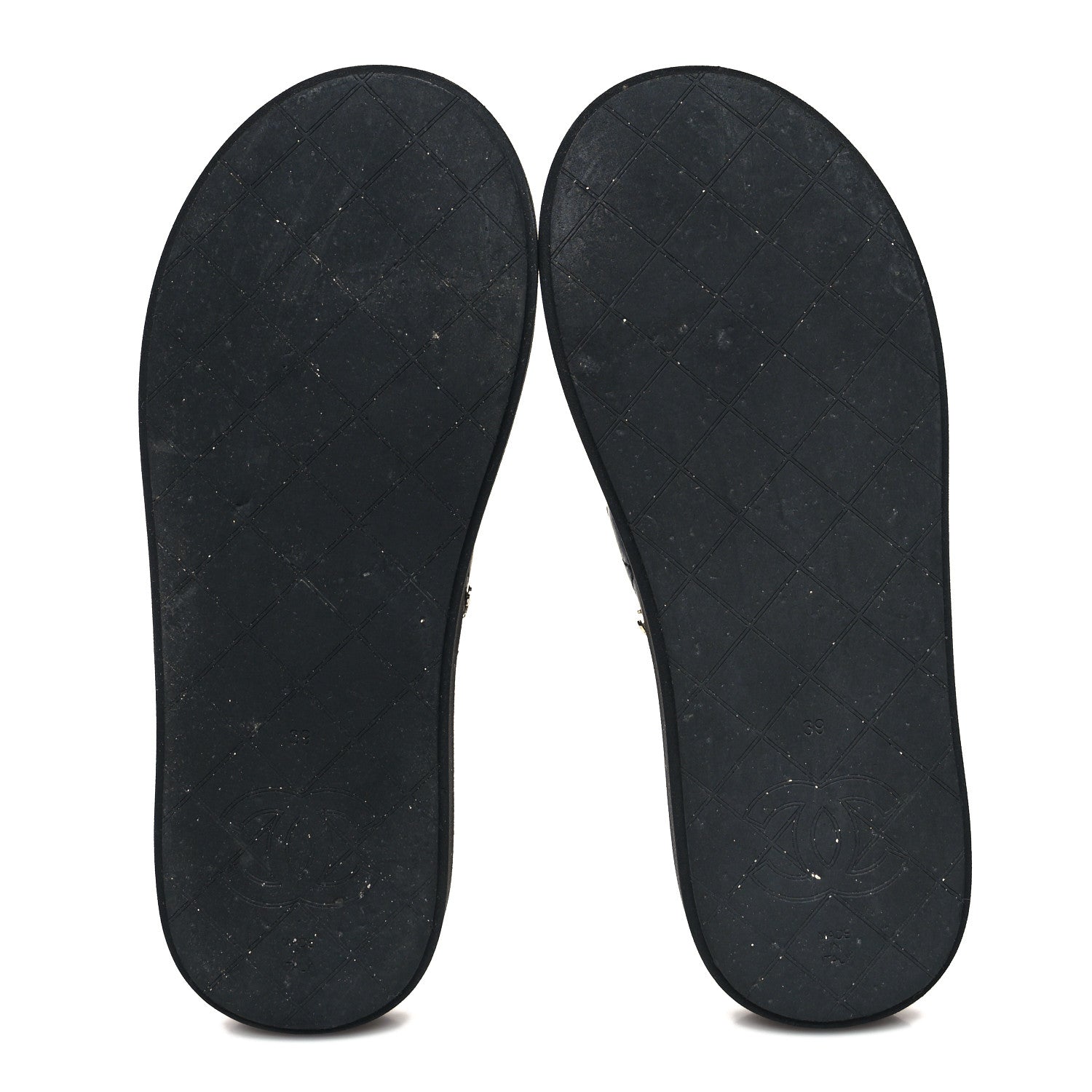 Chanel Lambskin Quilted Padded Charms Thong Sandals 40 Black 5 of 6