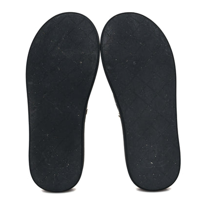 Chanel Lambskin Quilted Padded Charms Thong Sandals 40 Black 5 of 6