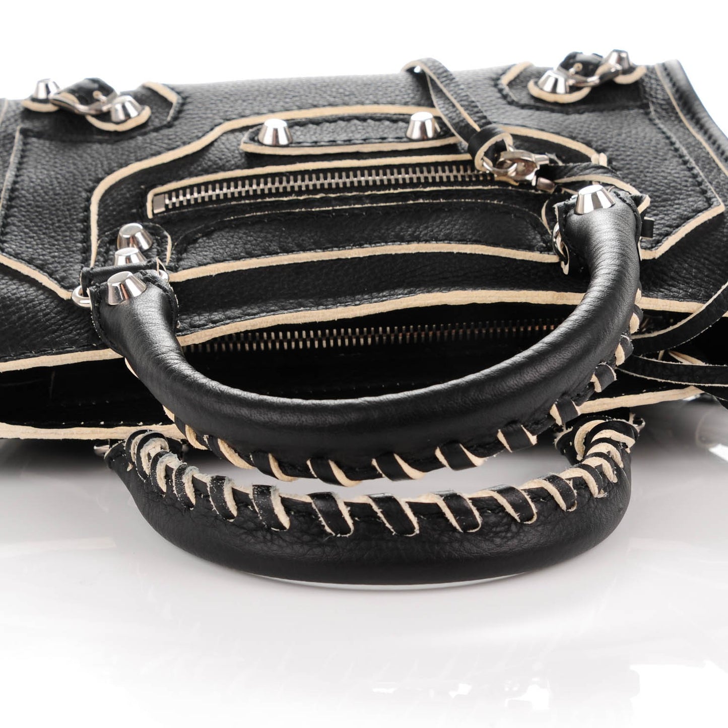 Supple Grained Calfskin Classic Silver Hardware Highlight Mini City Black