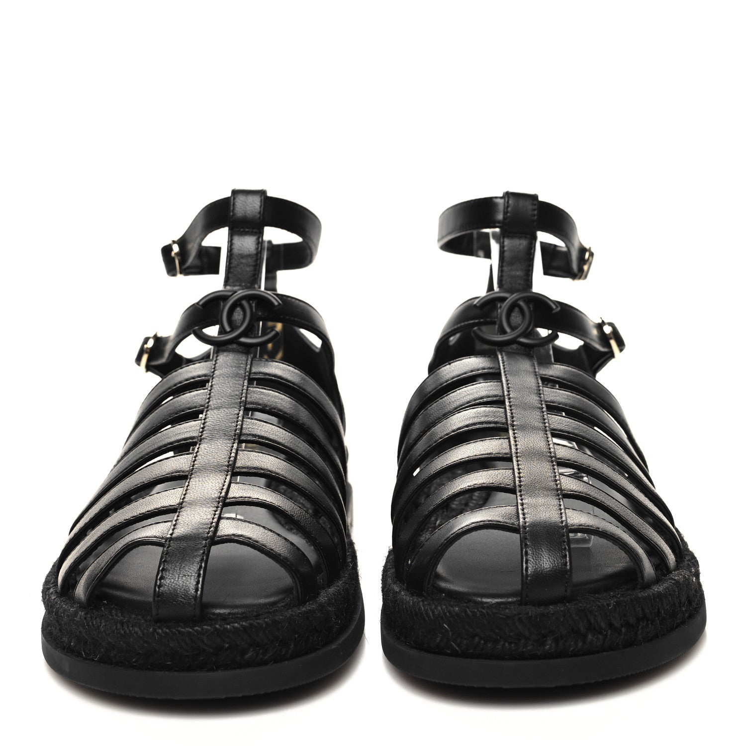 Chanel Lambskin Espadrille Sandals 40 Black 2 of 9