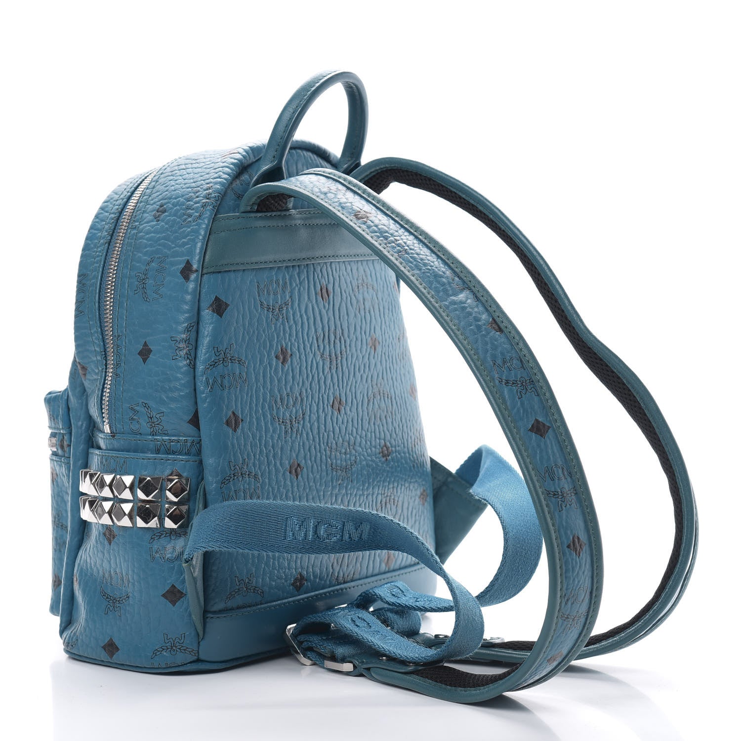 MCM Visetos Side Stud Mini Stark Backpack Teal 2 of 11