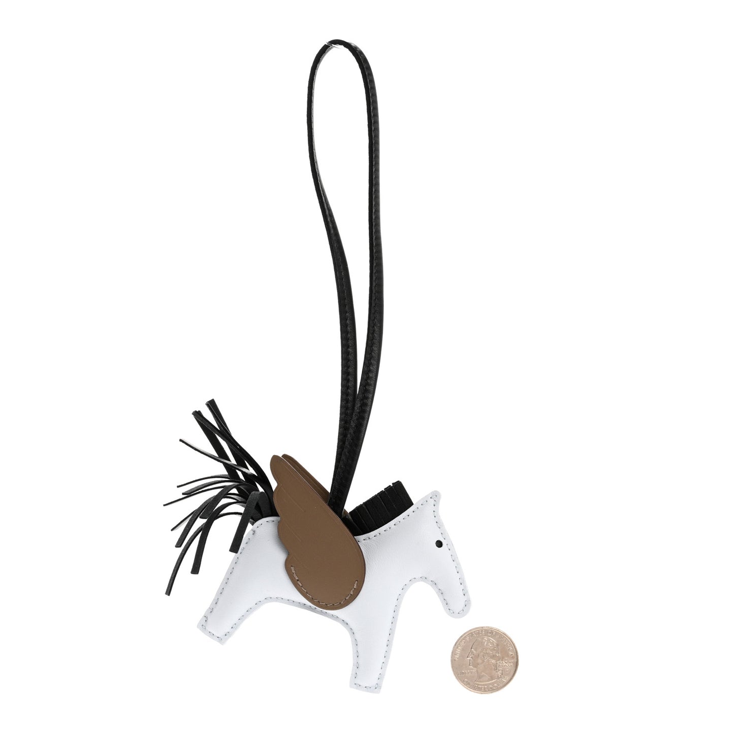 Milo Lambskin Grigri Rodeo Pegase Horse Bag Charm PM Bleu Brume Black Etoupe