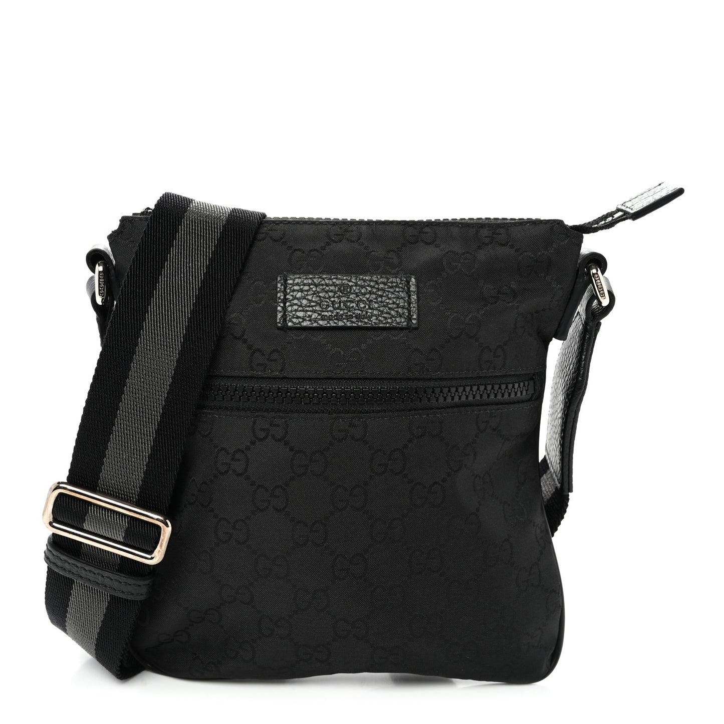 Nylon Monogram Mini Flat Messenger Bag Black