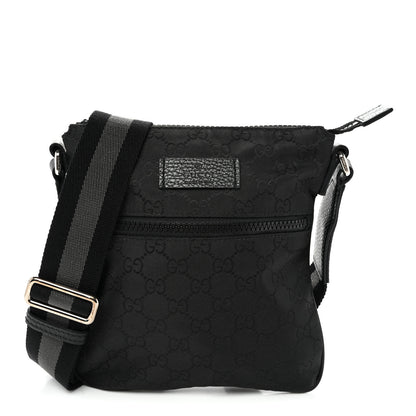 Gucci Nylon Monogram Mini Flat Messenger Bag Black 1 of 10