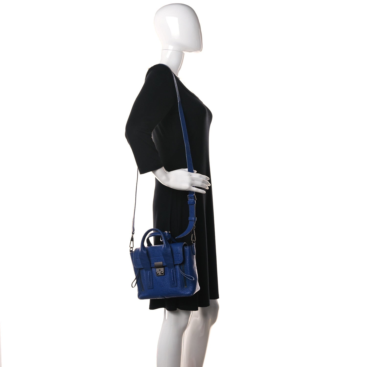 3.1 Phillip Lim Textured Calfskin Mini Pashli Satchel Cobalt 2 of 10