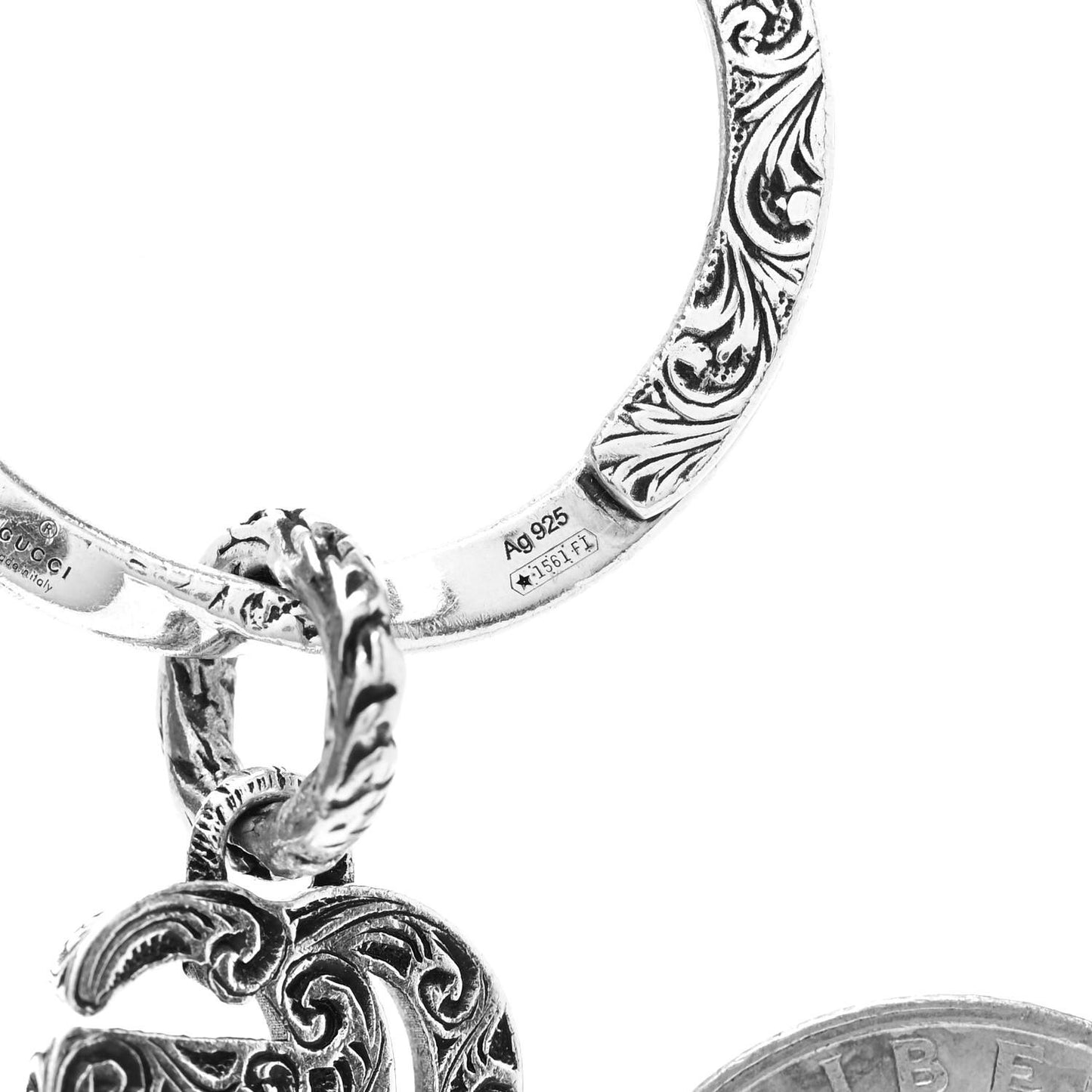 Metal GG Marmont Key Chain Silver