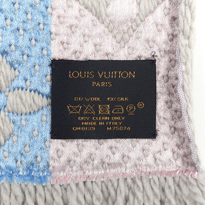 Louis Vuitton Wool Silk Rainbow Logomania Scarf Grey 3 of 3