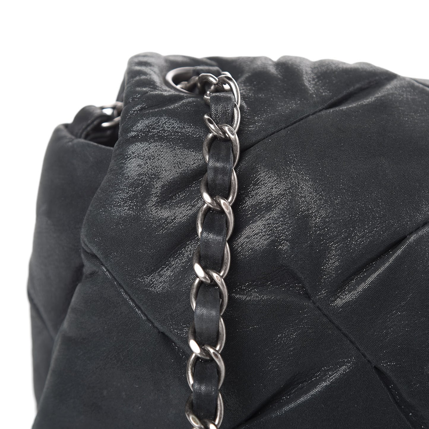 Iridescent Calfskin Glint Flap Black