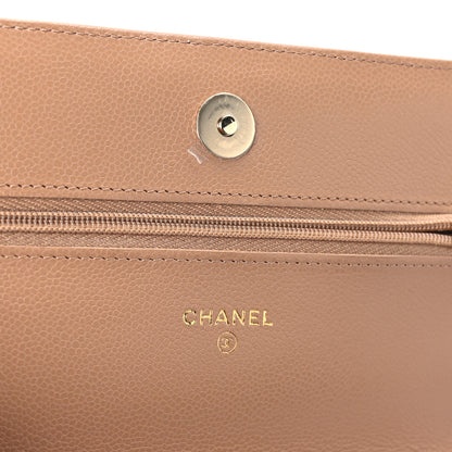 Chanel Caviar Quilted Wallet on Chain WOC Dark Beige 6 of 11