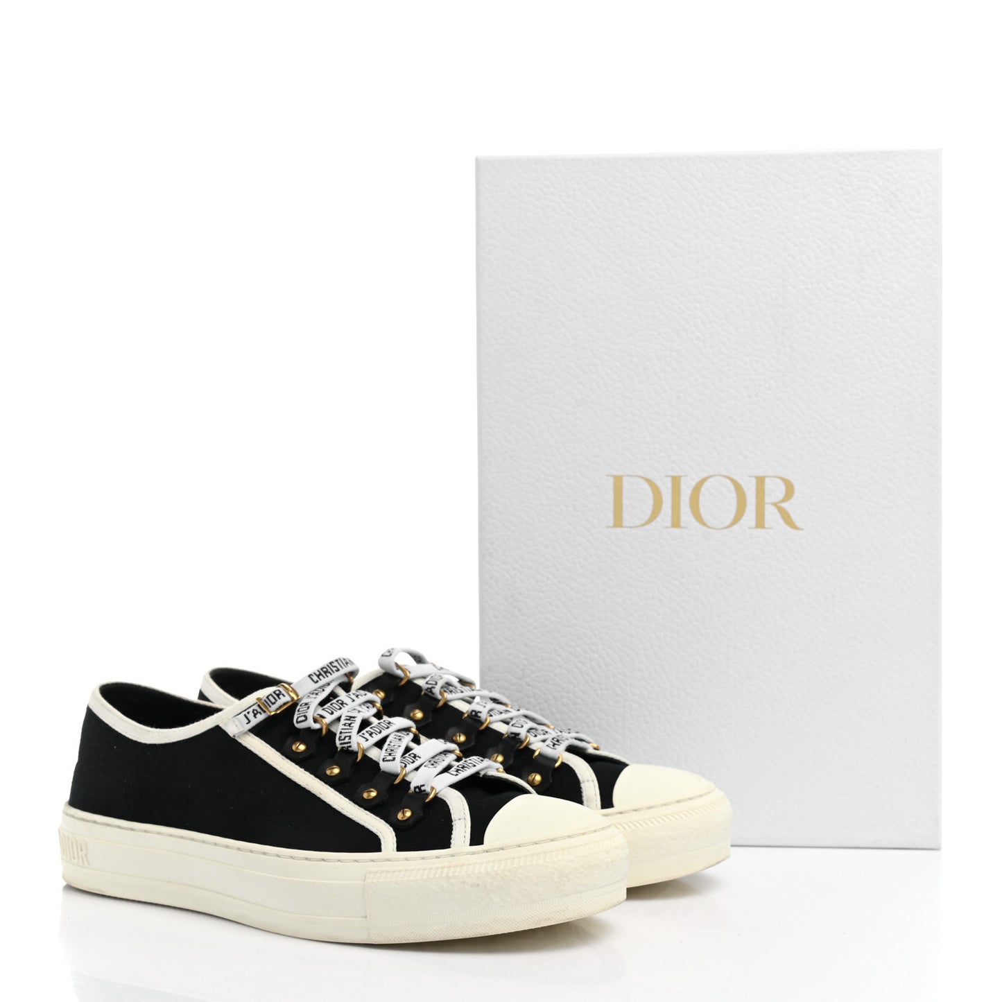 Canvas Walk'N'Dior Low Top Sneakers 39 Black