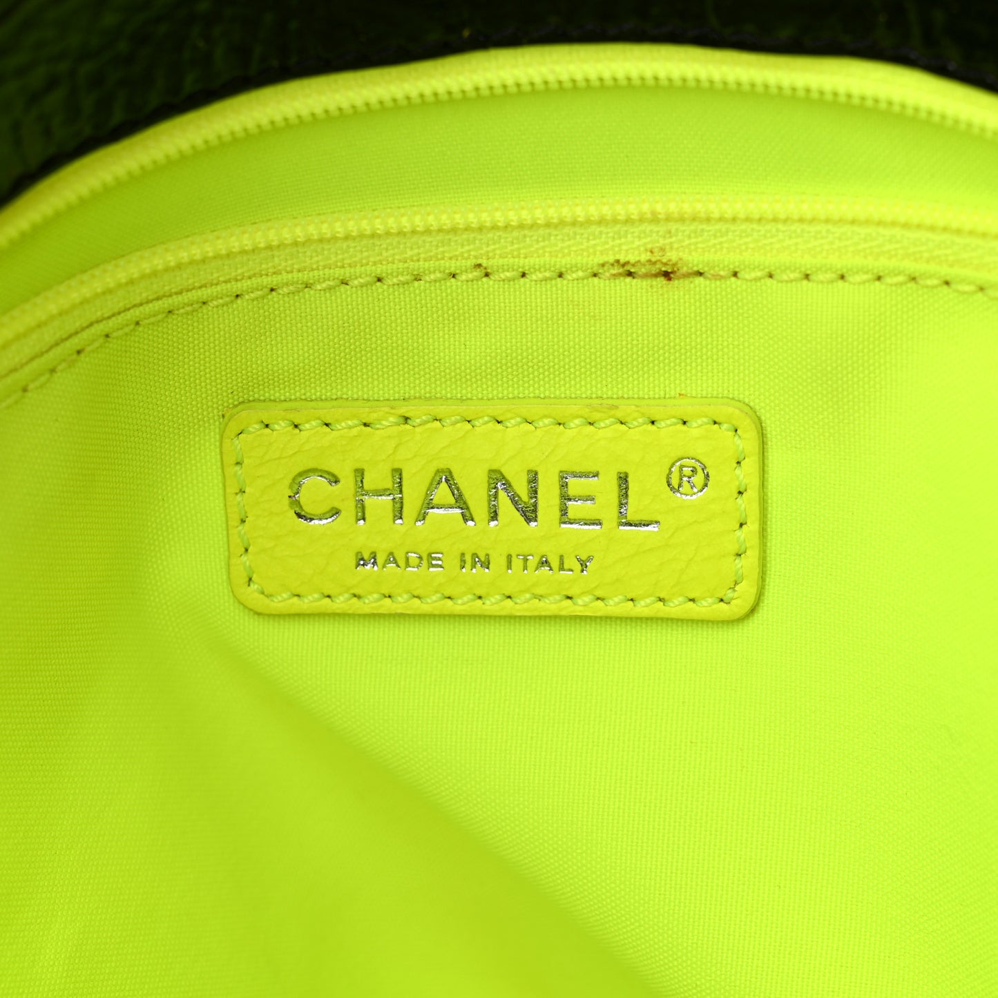Patent Quilted Day Glo Flap Bag Black
