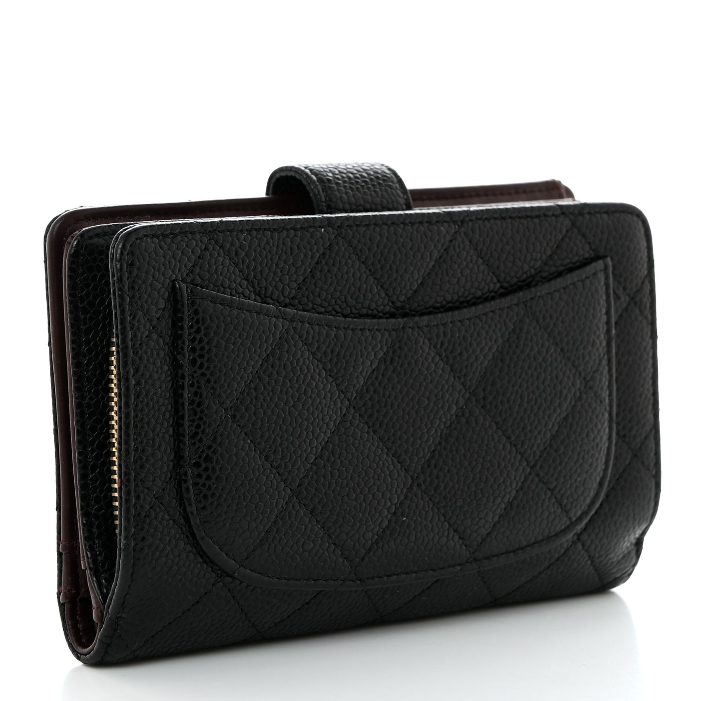 Caviar Quilted Zipped Pocket Wallet Black