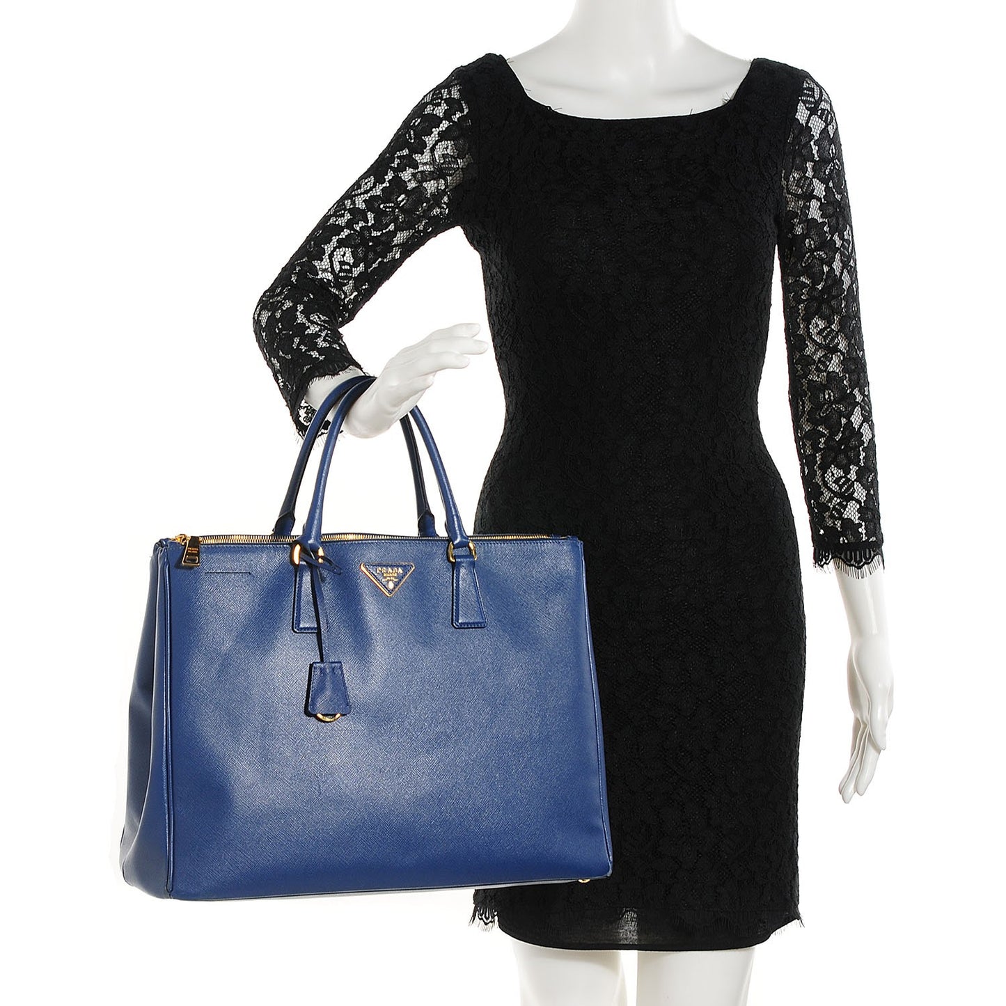 Saffiano Lux Extra Large Galleria Double Zip Tote Bluette