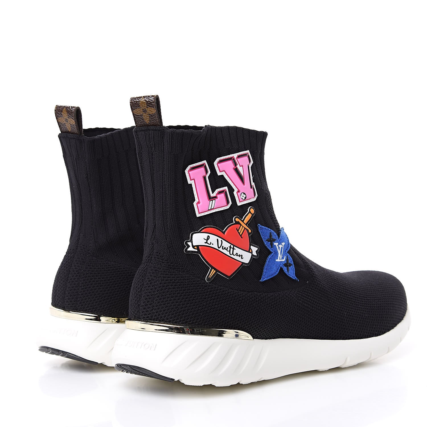 Louis Vuitton Stretch Fabric LV Black Heart Sock Sneaker 42 Black 4 of 9