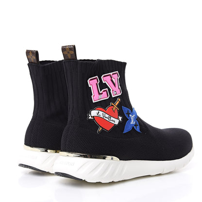 Louis Vuitton Stretch Fabric LV Black Heart Sock Sneaker 42 Black 4 of 9
