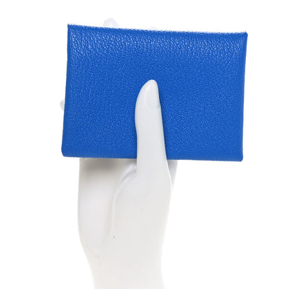 Hermes Chevre Mysore Calvi Duo Card Case Bleu Hydra 2 of 9