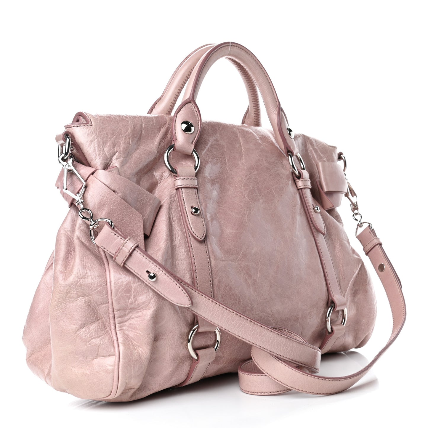 Vitello Lux Large Bow Bag Mughetto